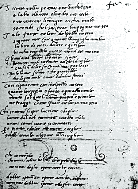ミケランジェロ自筆の詩